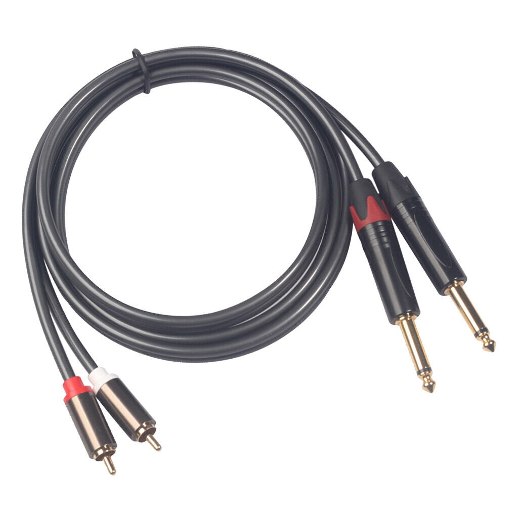 Cable 1/4"  2x 6.35mm to Dual RCA Phono  for Mixer Amplifier