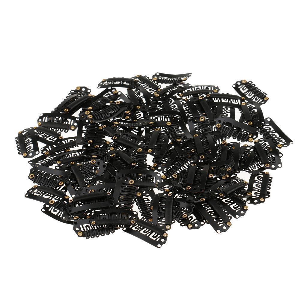200pcs Metal Hairpiece Hair Extension Snap Clips 6 Teeth U Shape 2.8cm