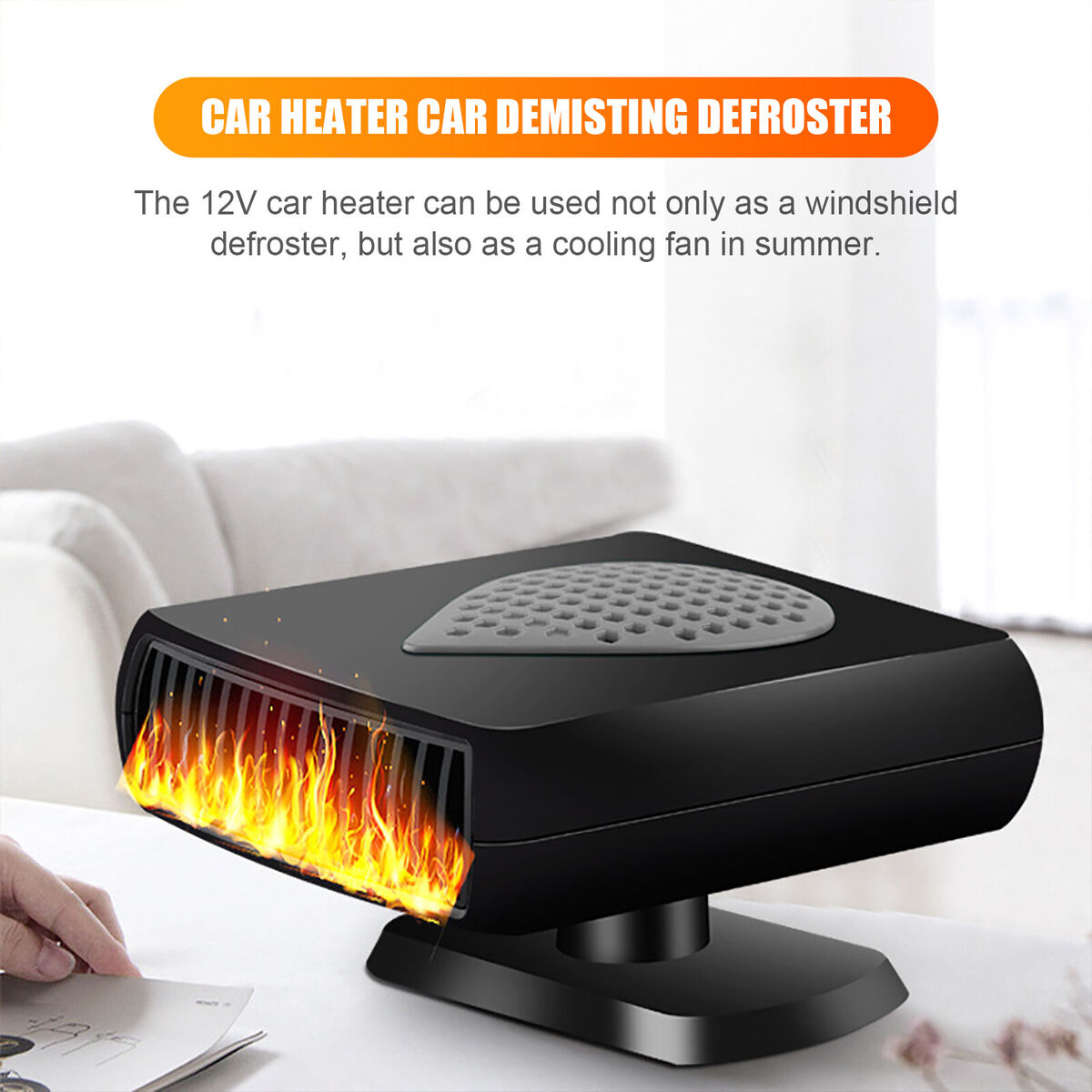 Car Heater 12V Plugs into Cigarette Lighter 2 in 1 Heating Cooling (Grey)