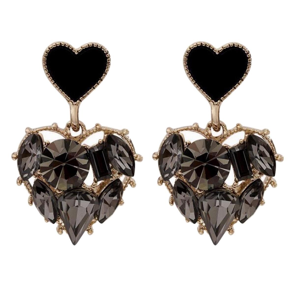 heart Stud Earrings Rhinestone 925 Alloy Jewelry Comfortable Bling Heart Stud