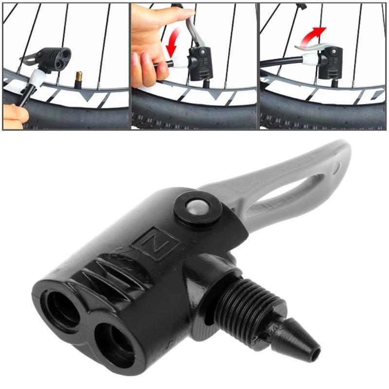 Bike Bicycle Pump Nozzle Valve Connector Adapter Dual Head Pumping Parts Tools