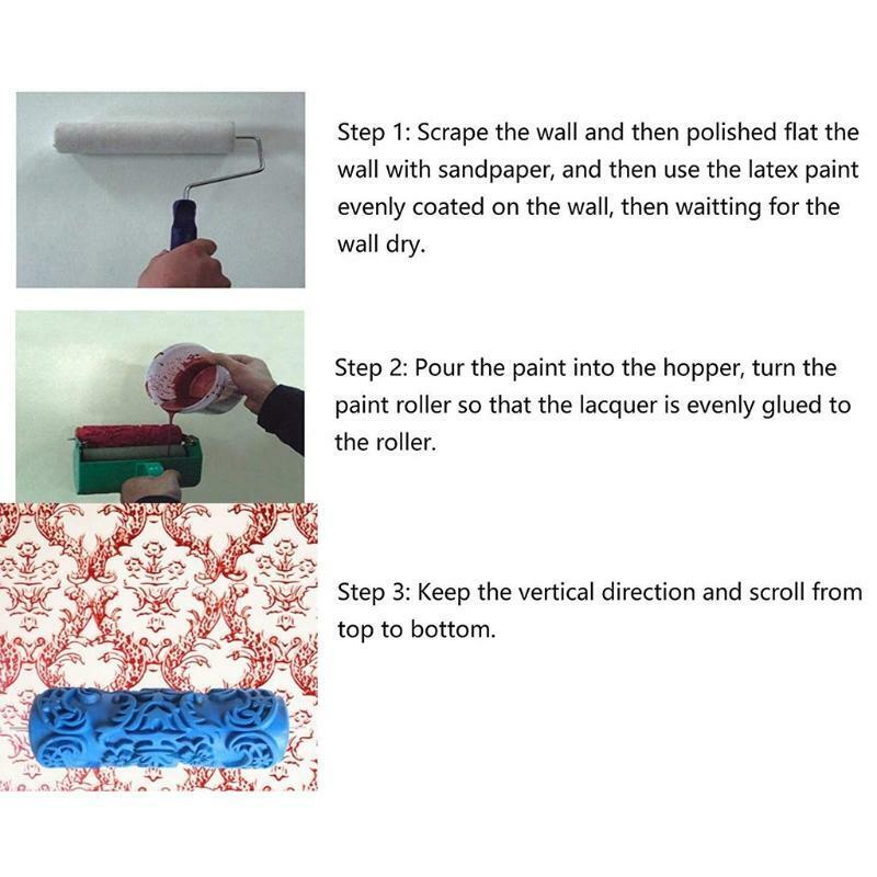 Housing Paint Rollers Texture Rubber Roller with Plastic Handle Wall Painting