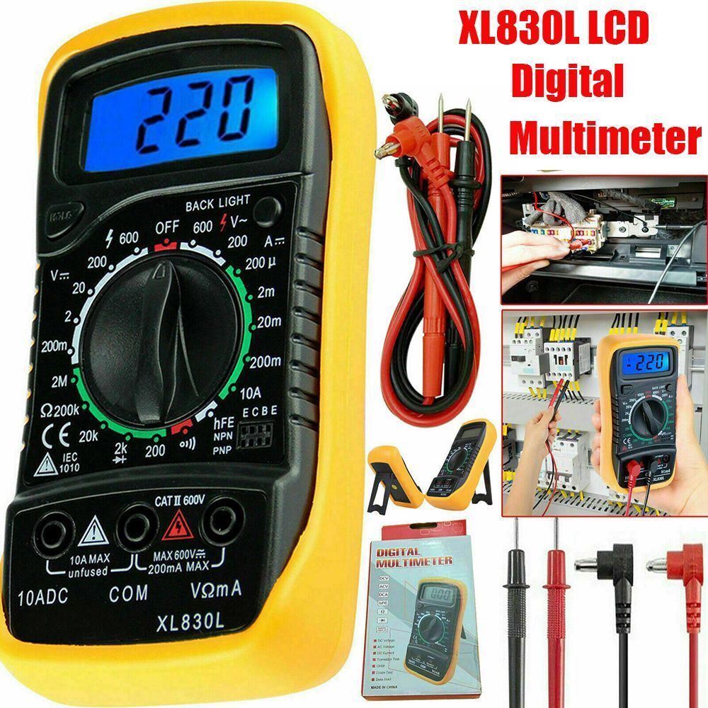 XL830L LCD Digital Multimeter Current Circuit Tester Buzzer Voltmeter Ammeter
