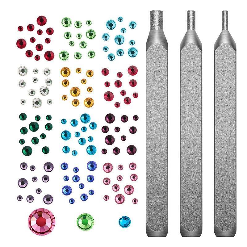 3 Jewelry Metal Stamping Tool 1500 Multi-color Rhinestones Crystals Decor