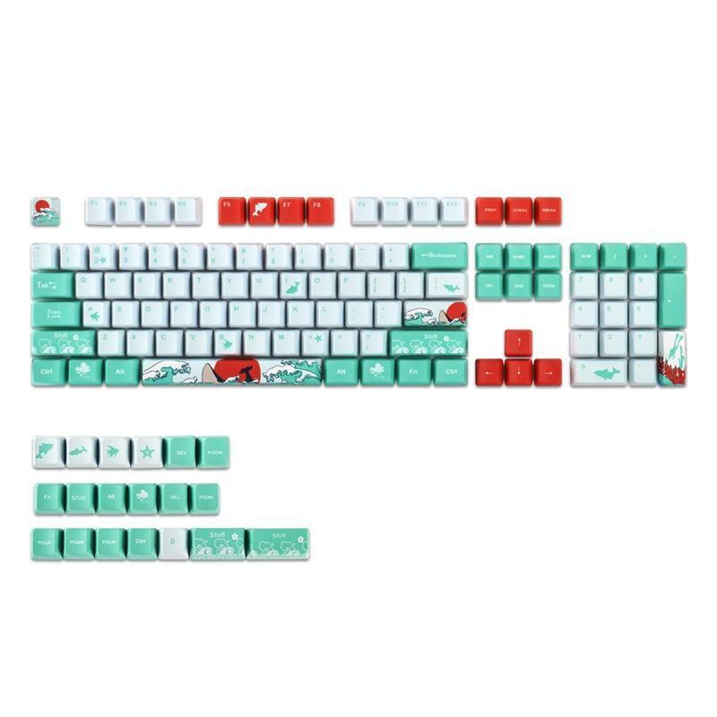 Coral Sea 123 Keys OEM PBT Keycaps for Mechanical Keyboard Cherry MX Switches