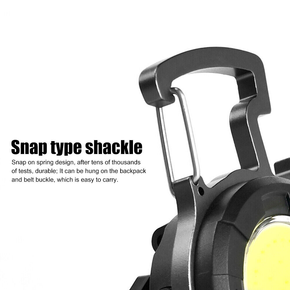 Camping 10W COB LED Keychains Clip Flashlight 500lm Waterproof Pocket Lamp