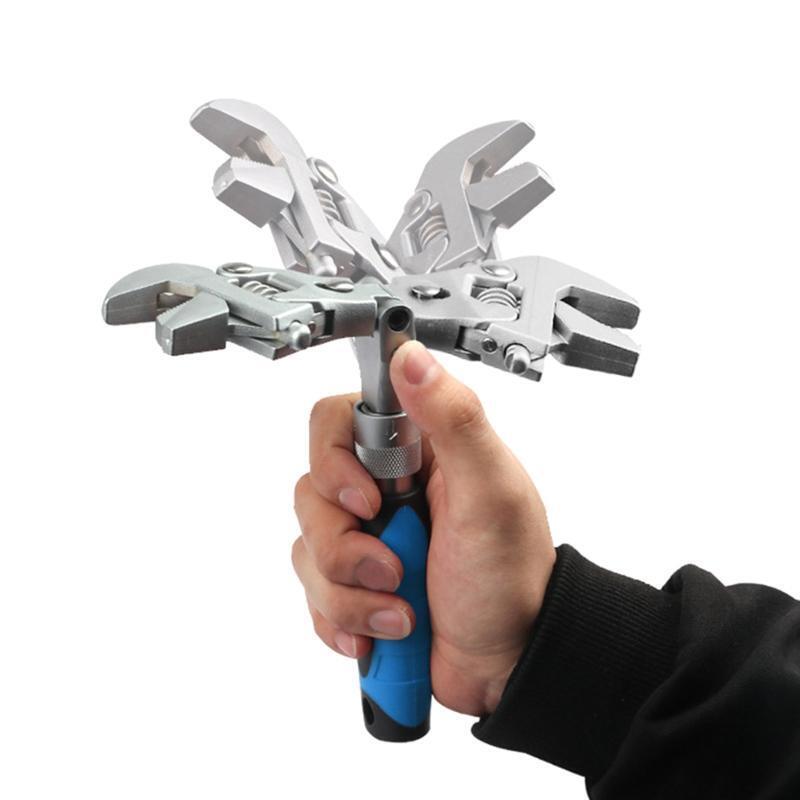 10-inch Adjustable Ratchet Wrench 5 in 1 Torque Wrench Folding Spanner for Home
