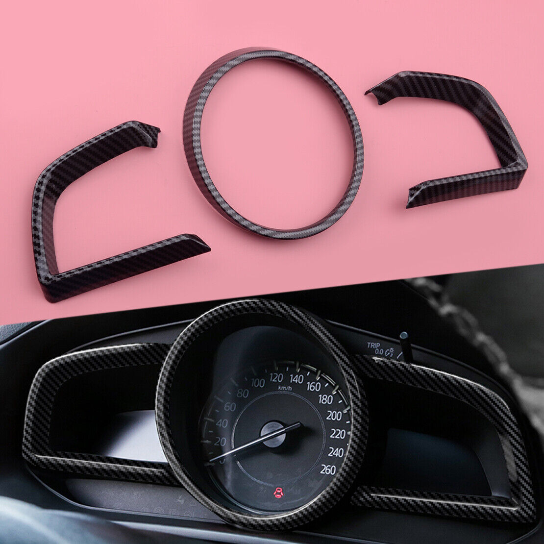 Carbon ABS Instrument Panel Box Dashboard Cover Fit For Mazda 3 Axela 14-18