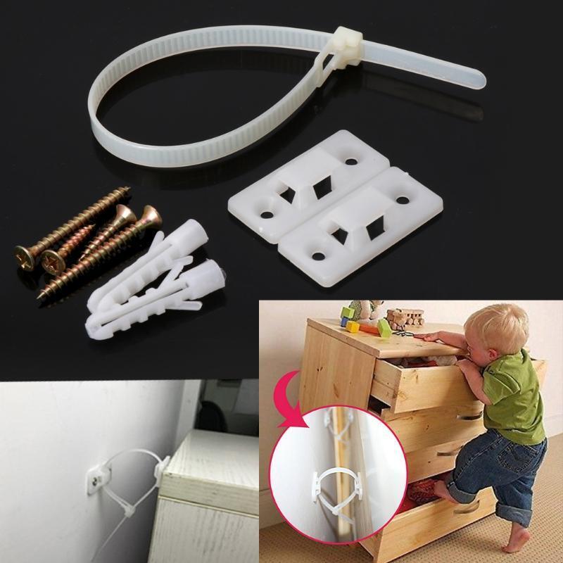 Baby Safety Anti-Tip Straps for Flat TV and Furniture Wall Strap Lock Protection