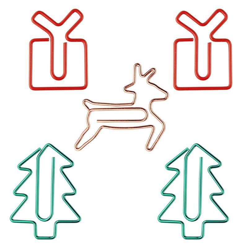 5 Pcs Unique Cartoon Paper Clip Christmas Tree Style Bookmark Clip Office Supply