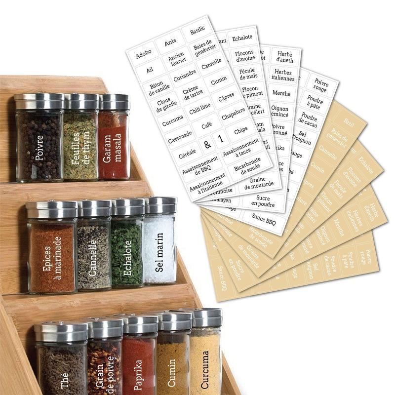 208X Clear French Spice Labels Preprinted Waterproof Adhesive Black White Letter