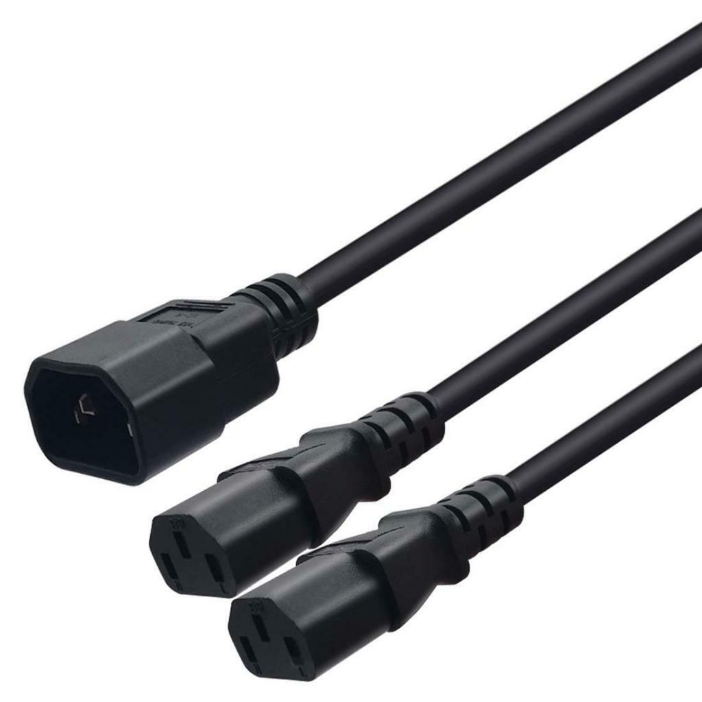 1m 10A IEC 320 C14 to 2 C13 AC  Cord Cable IEC320 for PDU UPS