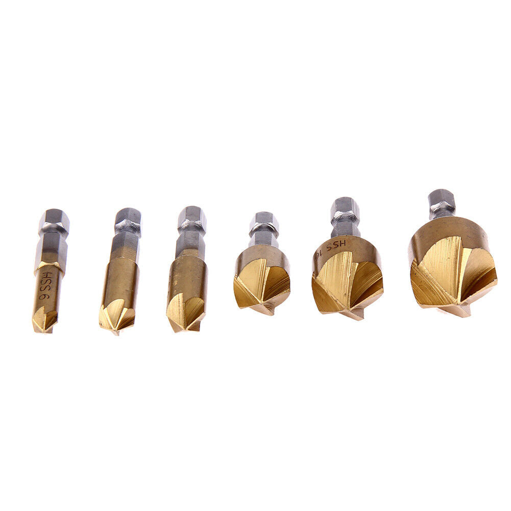 6pcs/set Metric Woodworking Countersink Drill Bit 90 Degree Steel Wood Dril