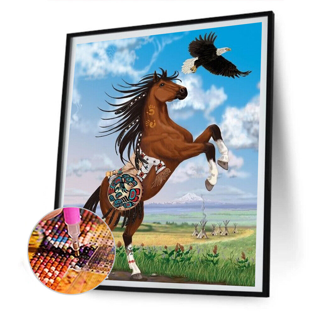 DIY Diamond Painting Grassland Horse Full Round Drill Mosaic Picture Decor