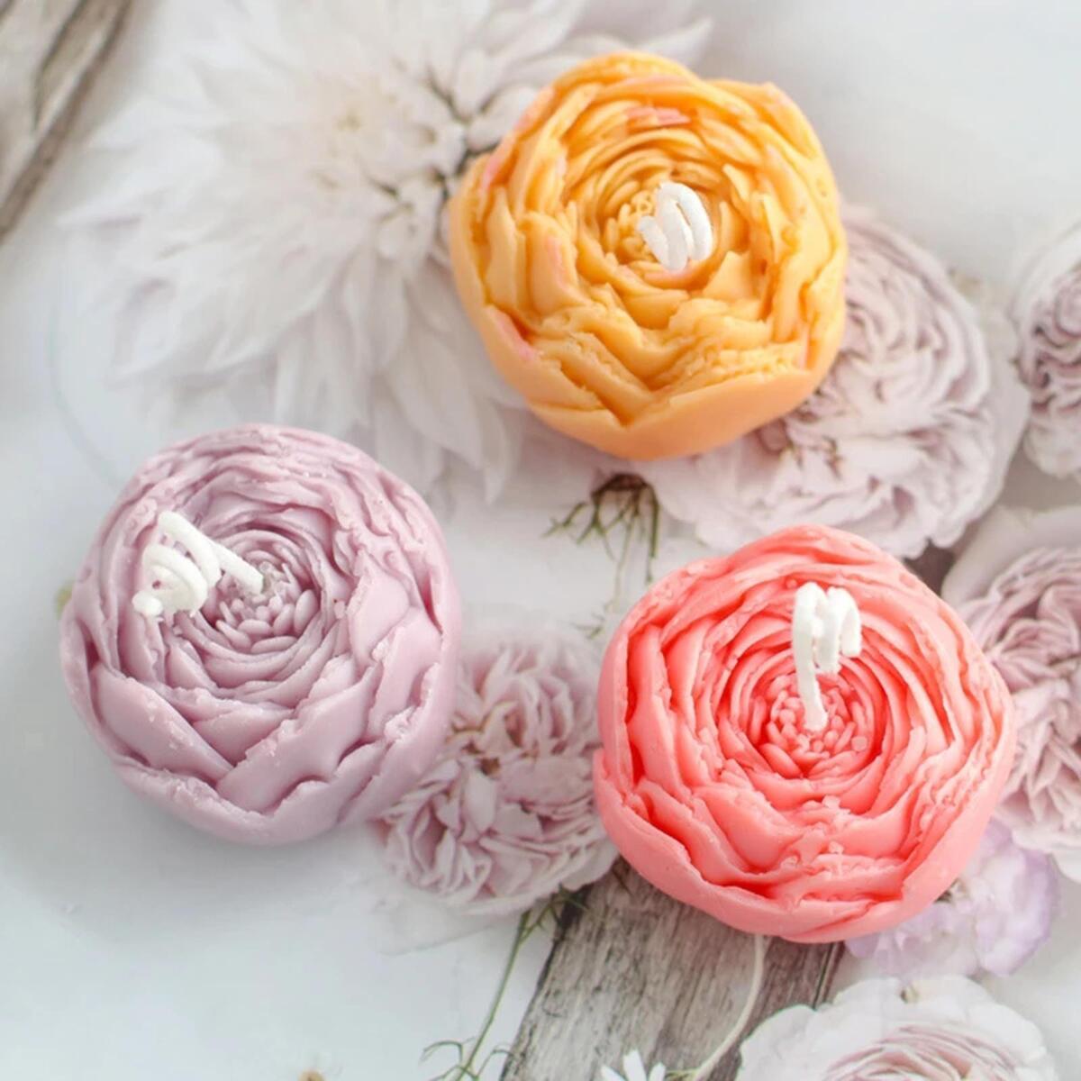 Flower Candle Mold Soap Making Mould DIY Chocolate Handmade for Christmas