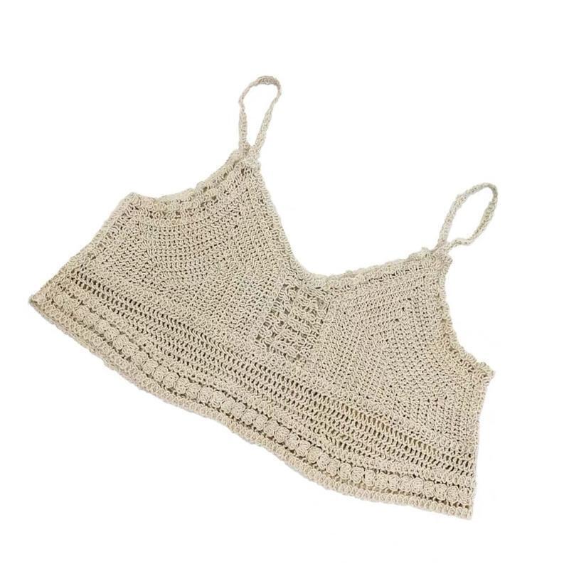 Women Crochet Crop Cami Bikini Crop Top Beach Crop Vest Tops Knitted Tank Tops