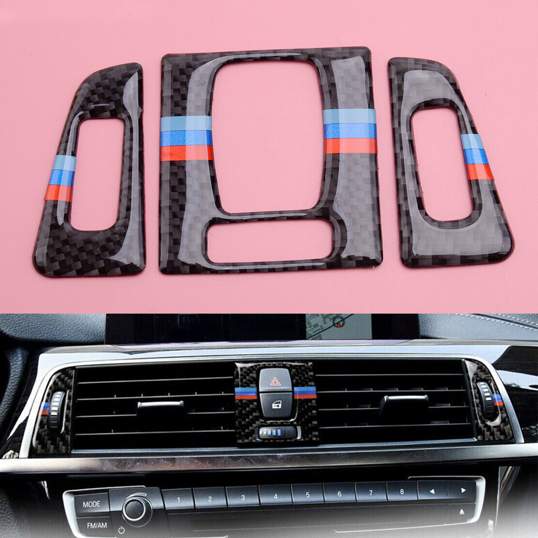 Carbon Center Console Air Outlet Cover Trim Fit For BMW 3 4 F30 F31 F32 F33 F34