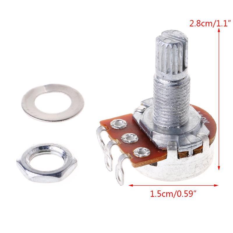 A10K Potentiometer Splined Pot Electric Guitar Bass Effect Amp Tone Volume 18mm