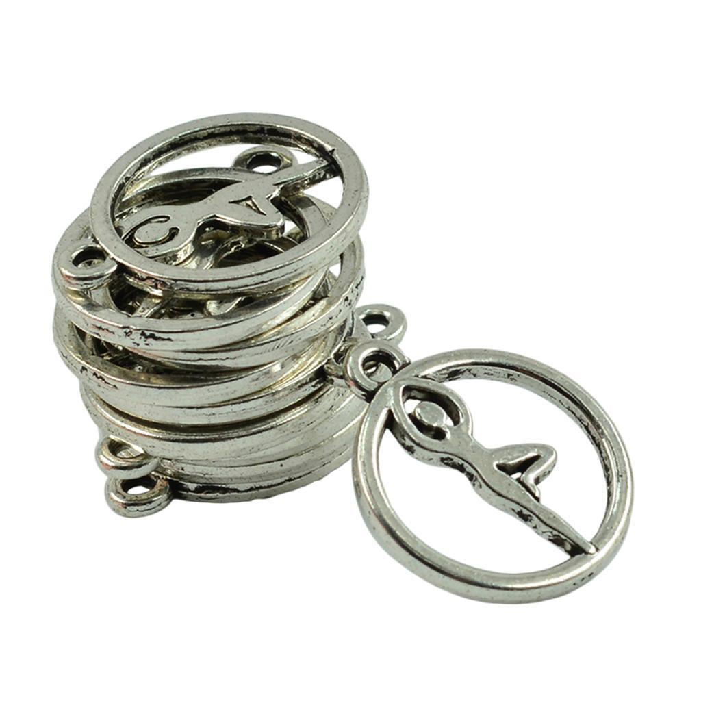 50 Pieces Round Hollow Out Yoga Pose Pendants DIY Necklace Jewelry Findings