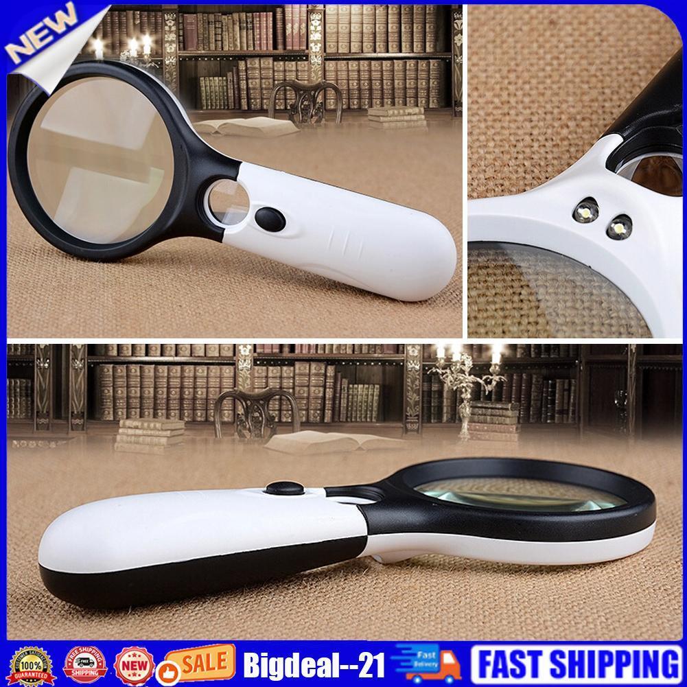 3 LED Light 45X Handheld Reading Magnifying Glass Lens Jewelry Watch Loupe