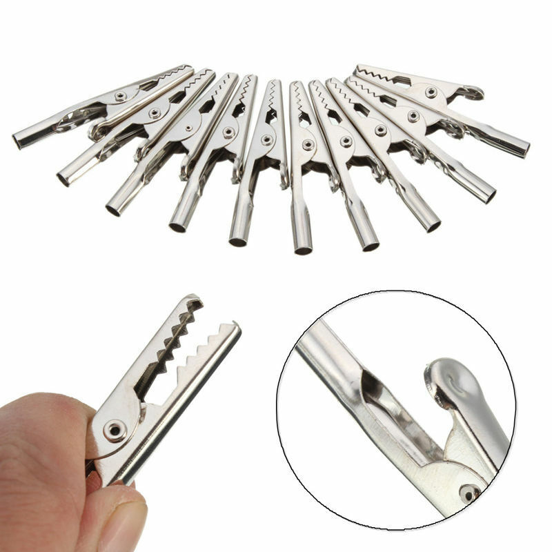 20x Stainles Steel Alligator Crocodile Test Clips Cable Lead Screw Probe