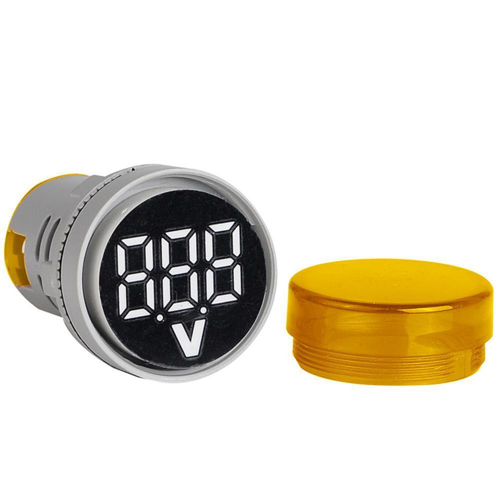 220V AC Round LED Digital Display Voltage Meter Ampermeter Monitor (Yellow)
