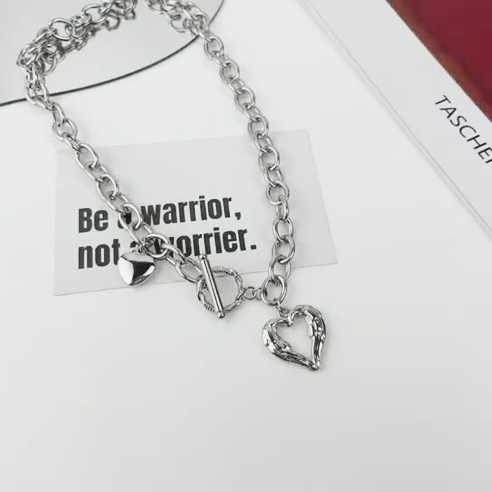 Valentine's Day Gifts Love Heart  Necklace Thick Chain Hollow Heart Choker