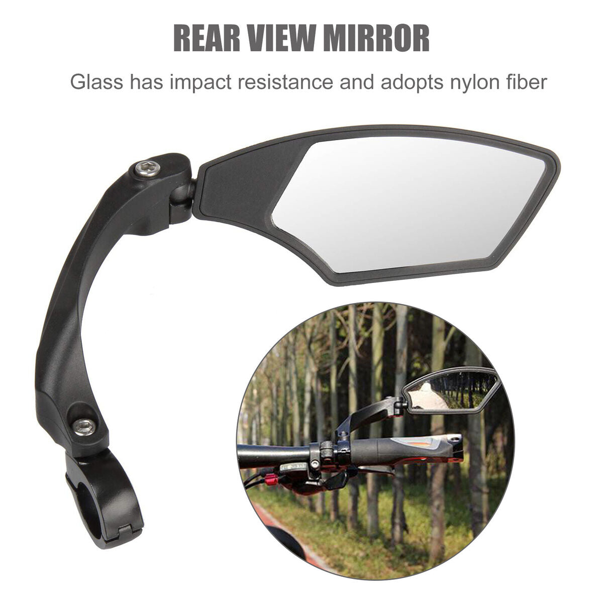Bicycle Rear View Mirror 360 Rotation HD Anti-Shock Glass Lens (Right)