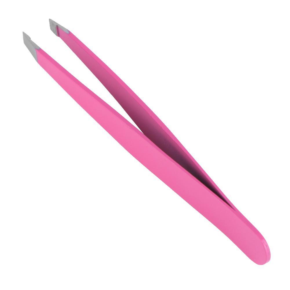 Pro Oblique Eyebrow Tweezers Stainless Steel Eyebrow Shaping(Rose Red)