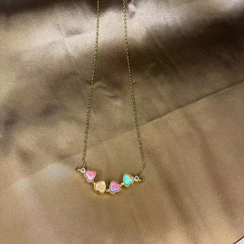 Colourful Shell Necklace Heart Shape Clavicle Chain Choker Jewellery for Women