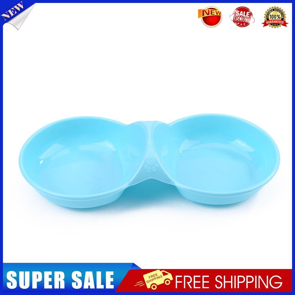 Dog Cat Double Bowl Puppy Food Water Feeder Pets Drinking Dishes (Blue)