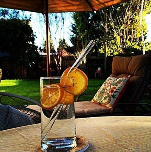 4x Reusable Clear Glass Water Drinking Straws with Brush Wedding Birthday Party