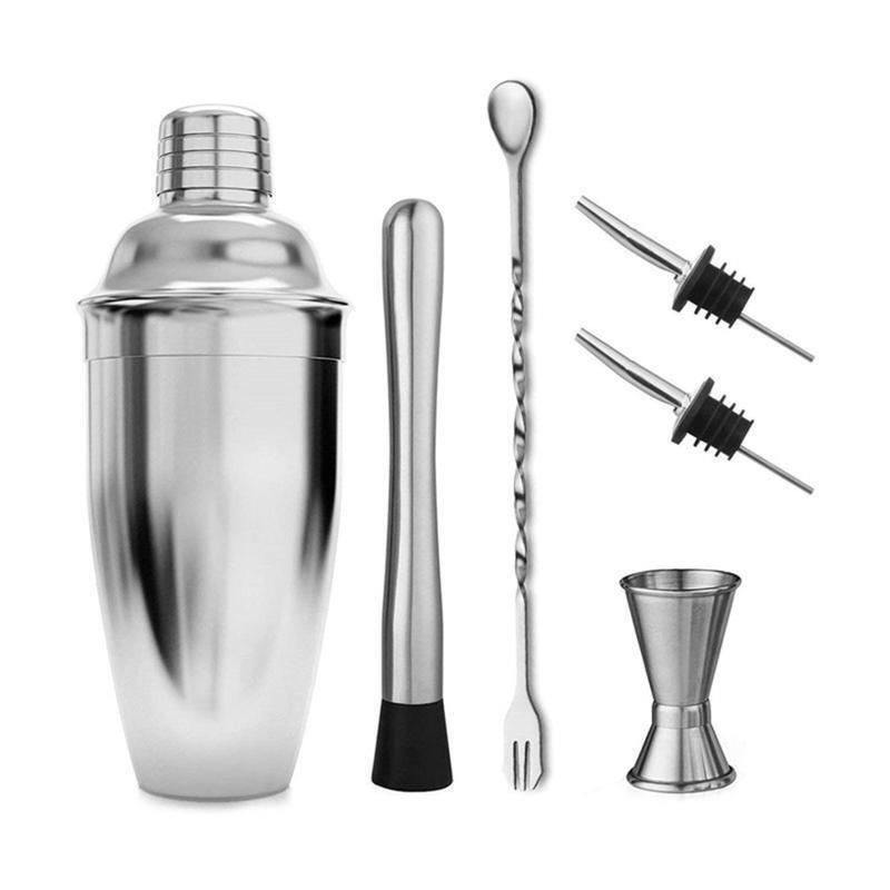 Set of 6 Cocktail Shaker Set Cocktail Mixer Gadgets Kit Stainless Steel Material