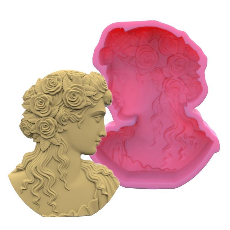 Dame Statue Aromatherapy Gypsum Candle Mold Sculpture Silicone Epoxy Mold