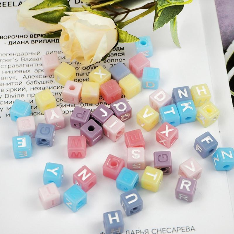 Square Letter Beads for Jewelry Making Alphabet Beads Bracelets Kit for DIY