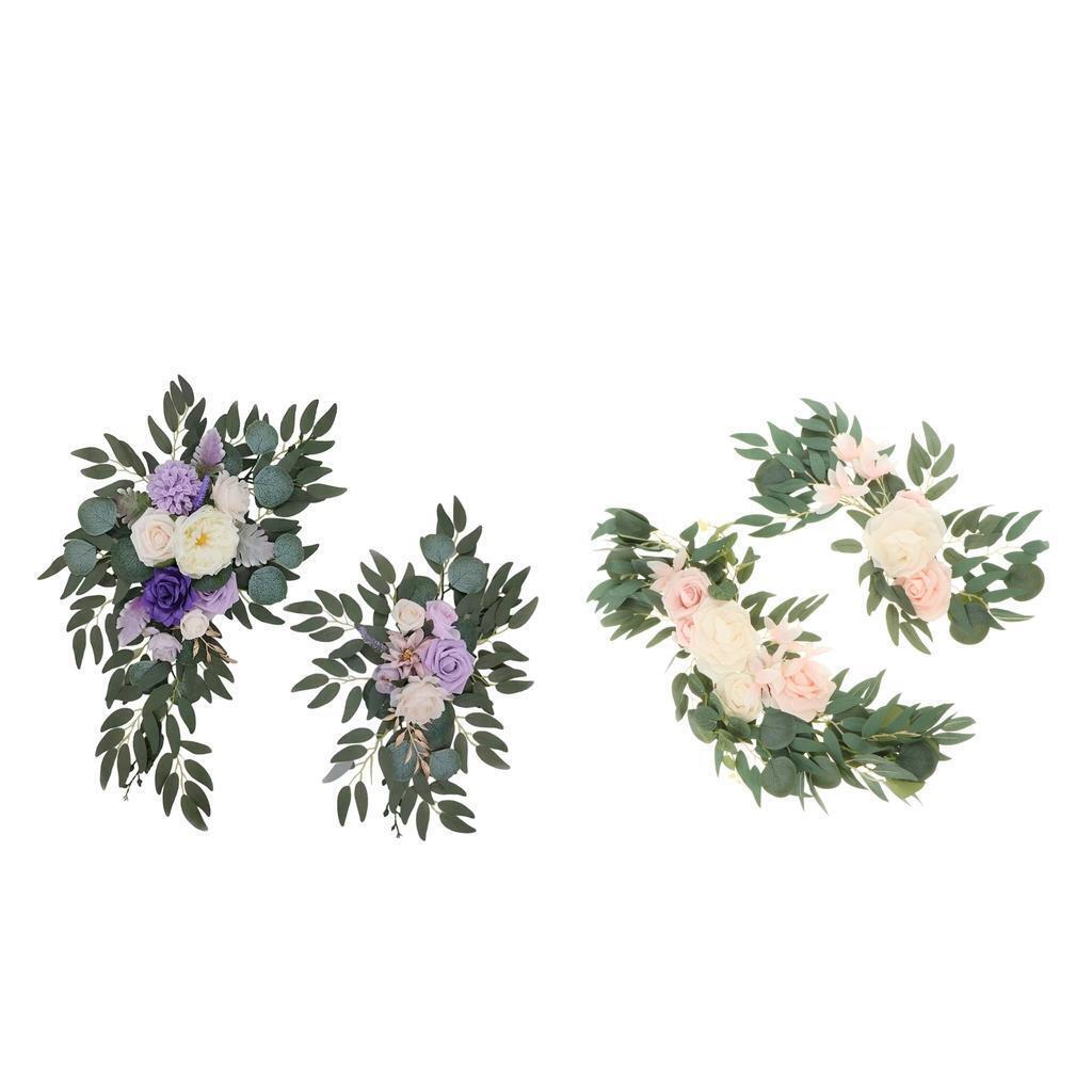 4pcs Silk Wedding Arch Flowers Floral Arrangement Hanging for Wedding Decor