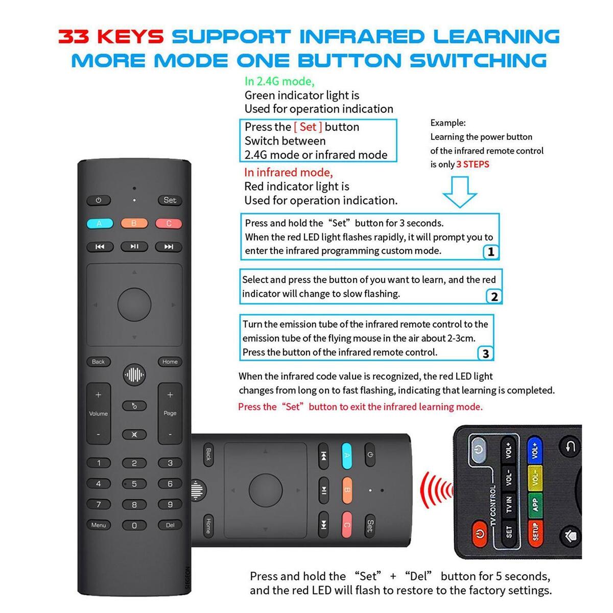 2.4G Voice Air Mice, G40S IR Learning Air Remote Mice for