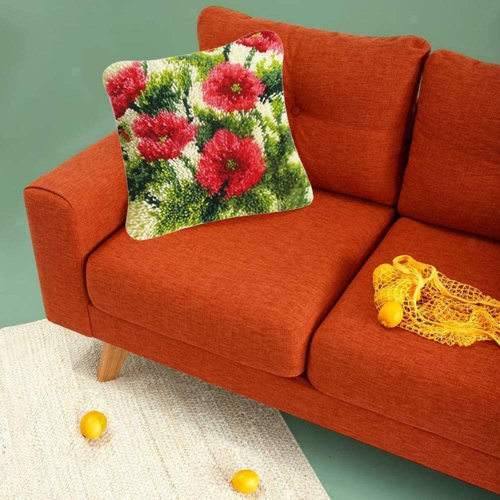 Flower Pattern  Kit Pillow Case Embroidery Package DIY 16x16''