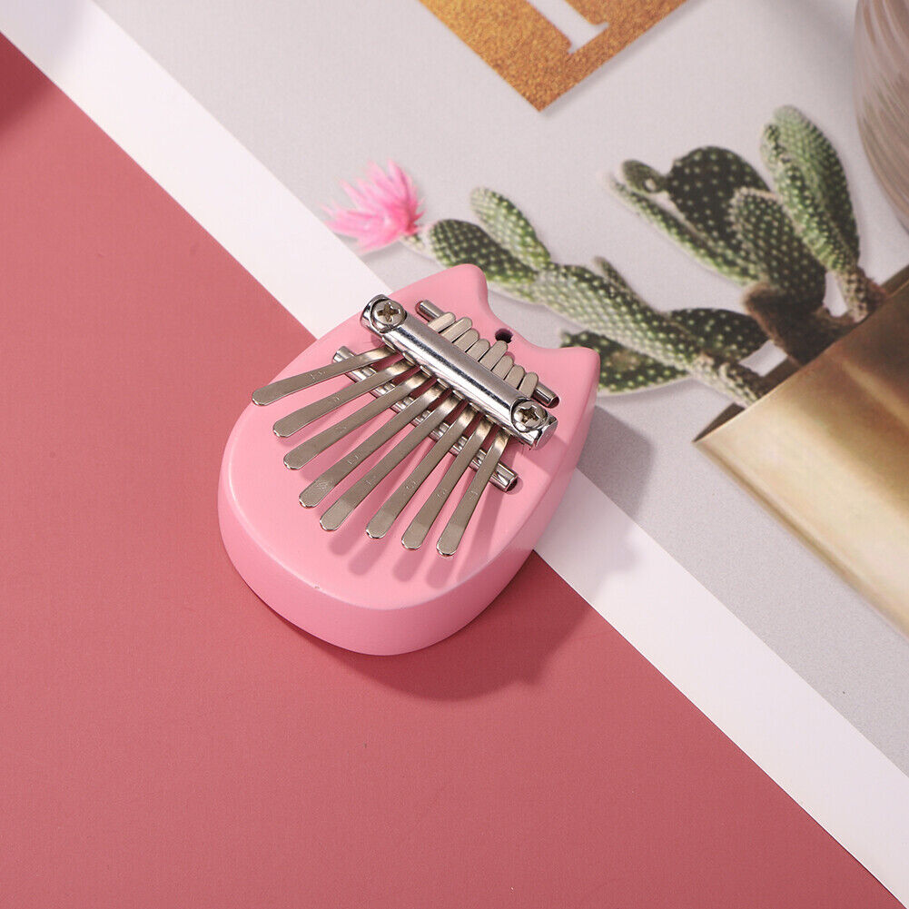 Mini Cat 8-Key Pine Plate Kalimba Finger Piano Musical Mbira Sanza Pink