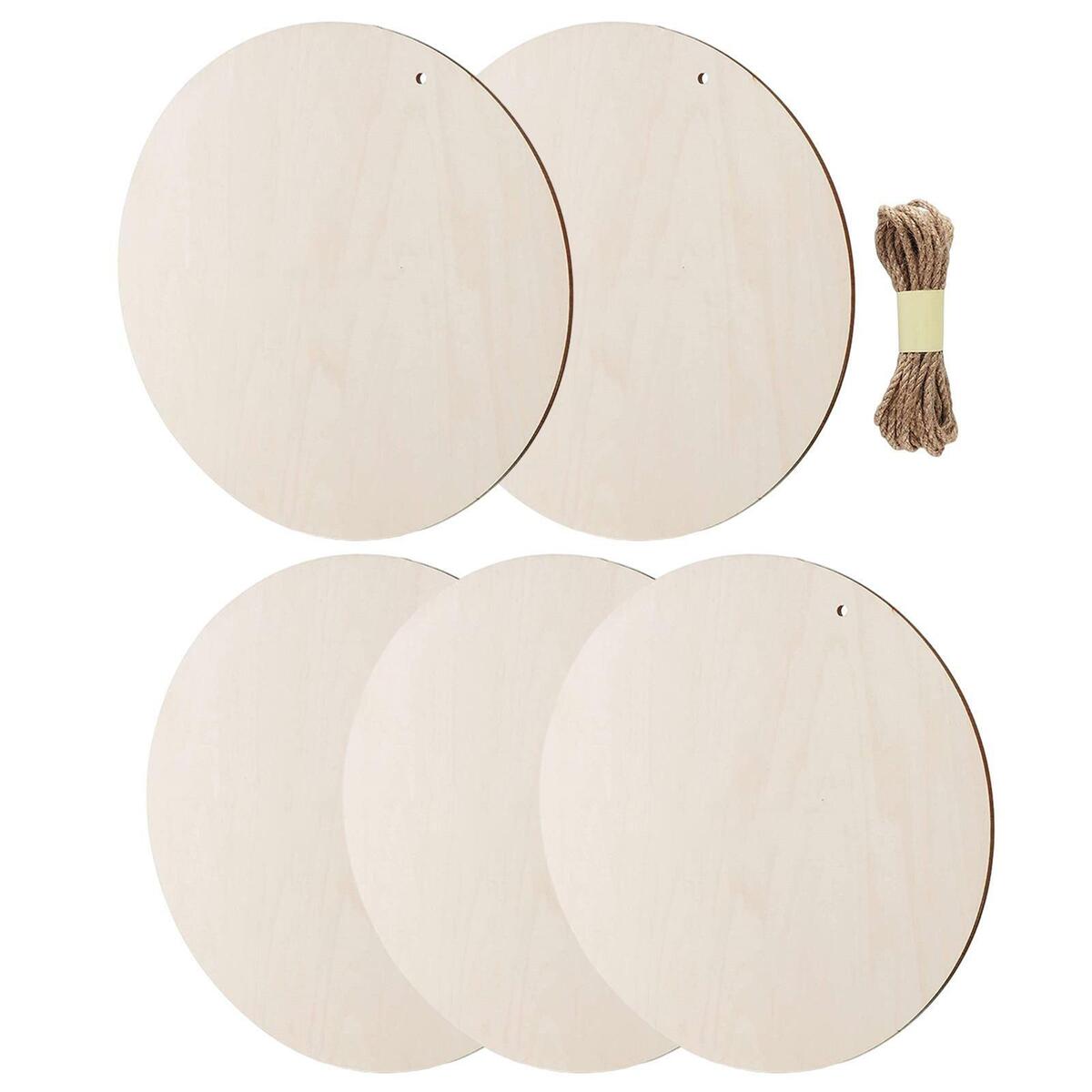 5Pcs Unfinished Wooden Pieces Wooden Cutouts for DIY  Art Crafts