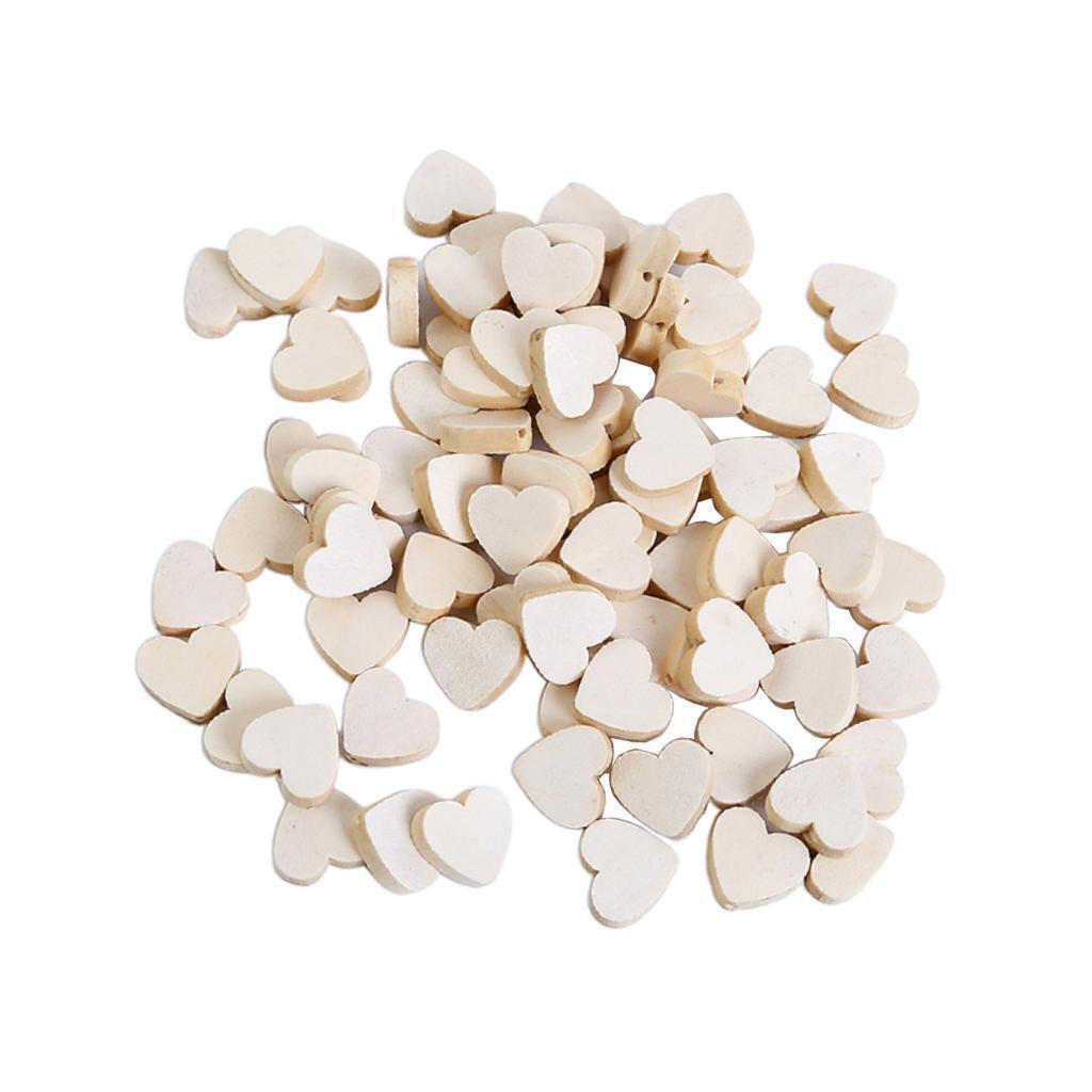 50Pcs Natural Wood Spacer Loose Beads Love Heart Charms DIY Jewelry Findings