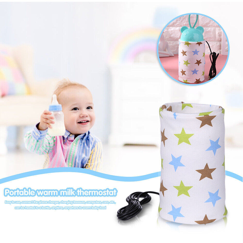 Baby Nursing Bottle Cover Warmer Heater USB Travel Cup Insulated Bag (B)