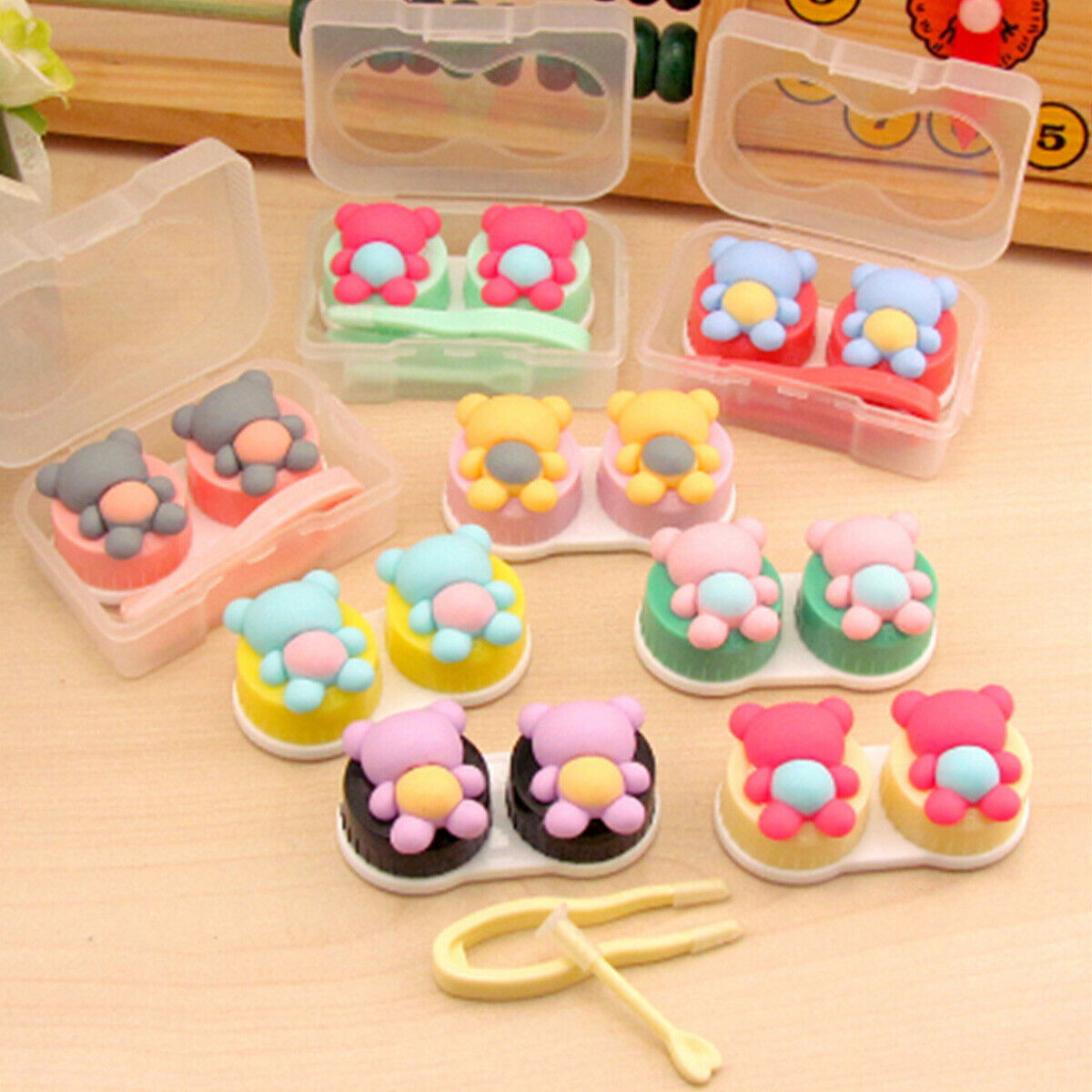 Cute Bear Pocket Mini Contact Lens Case Box Kit Outdoor Travel Holder Container