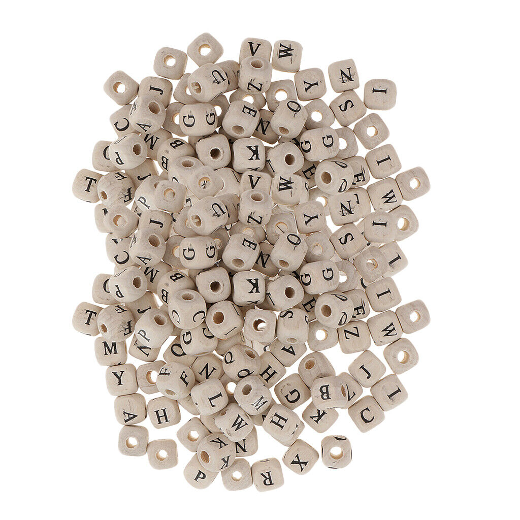 200 Pieces Wooden alphabet and letters   Jewelry Making 10mm White