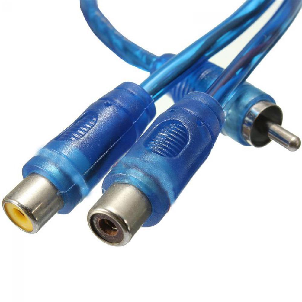 Blue Y Adapter Splitter Stereo Connector 1 RCA Male To 2 Female Audio Cable