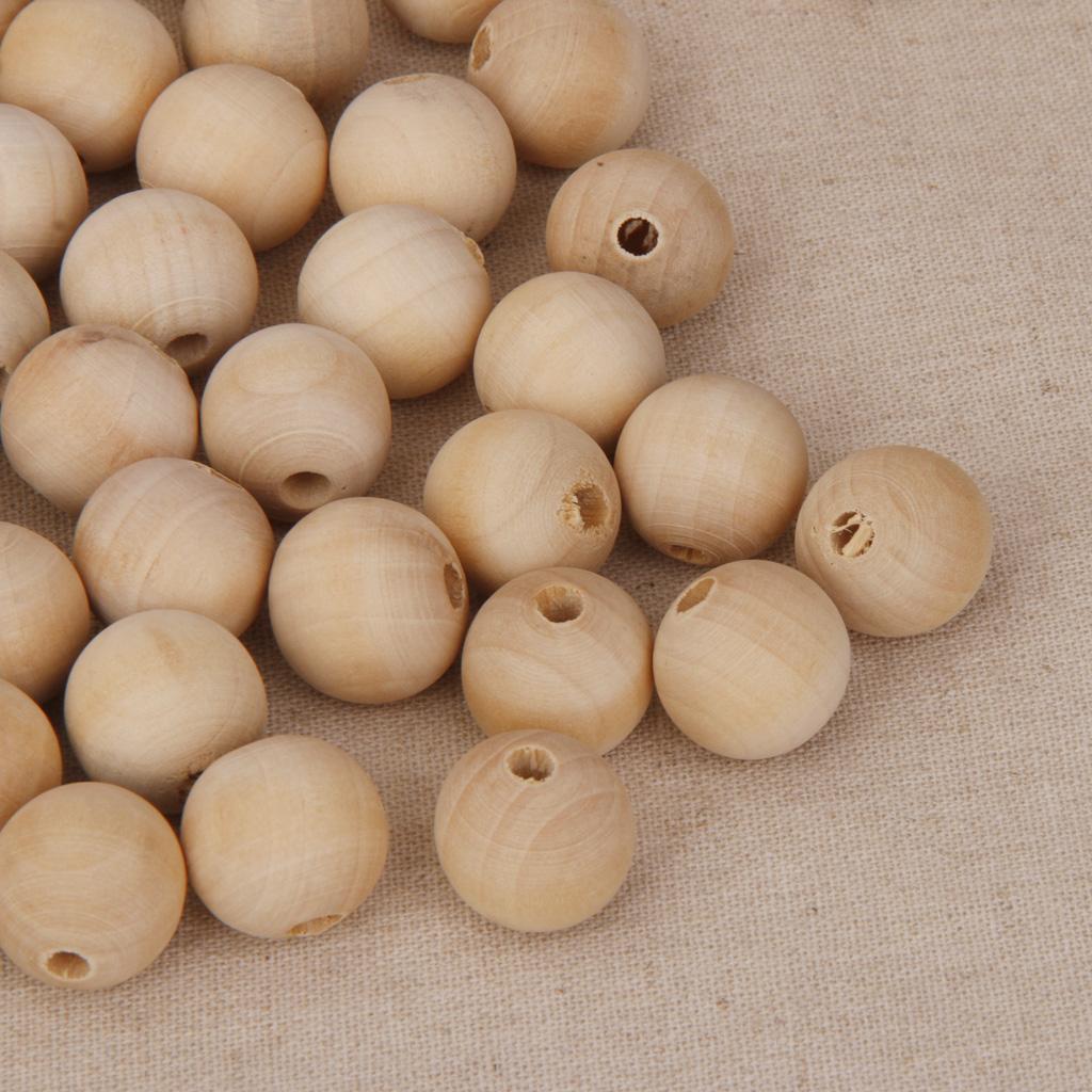 50pcs 12mm Round Unpainted Wood Beads Loose Spacer Ball Handmade Crafts DIY
