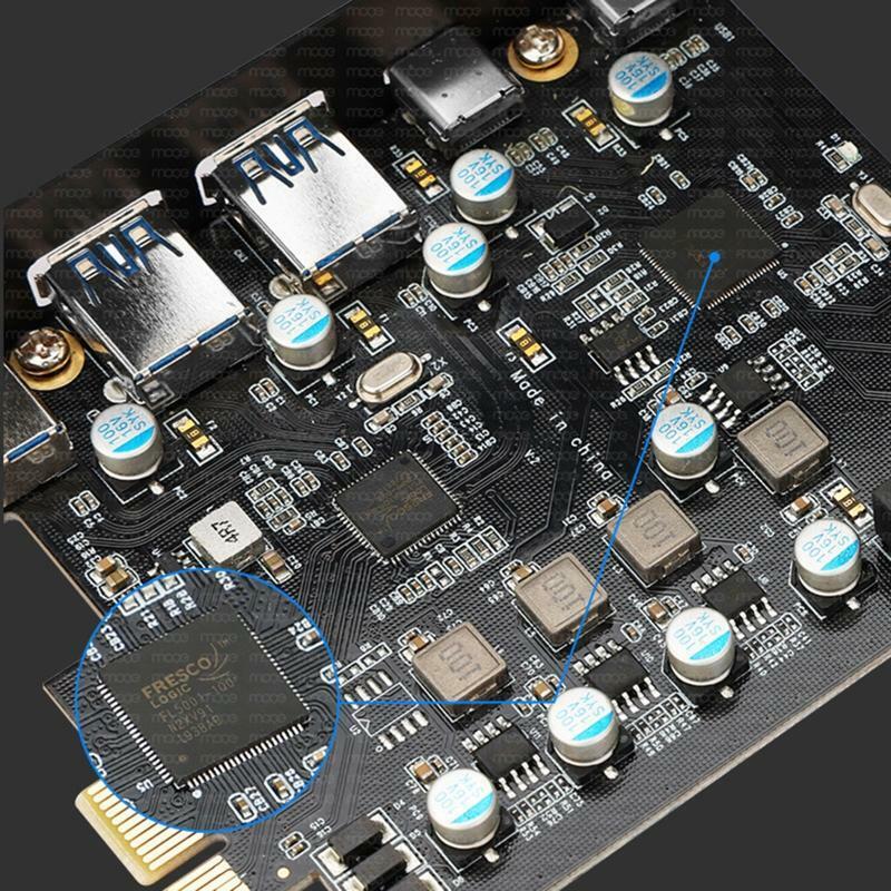 Pcie to Usb3.0 Type C Adapter Expansion Card 3xUSB + 2x Type C with 19Pin Power