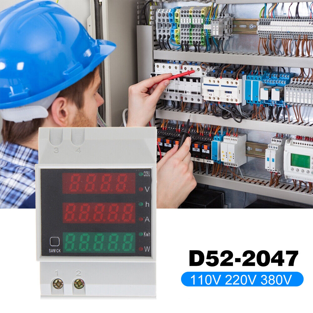 D52-2047 Din Rail Watt Meter Ammeter Voltage Current Voltmeter (AC80V-300V)
