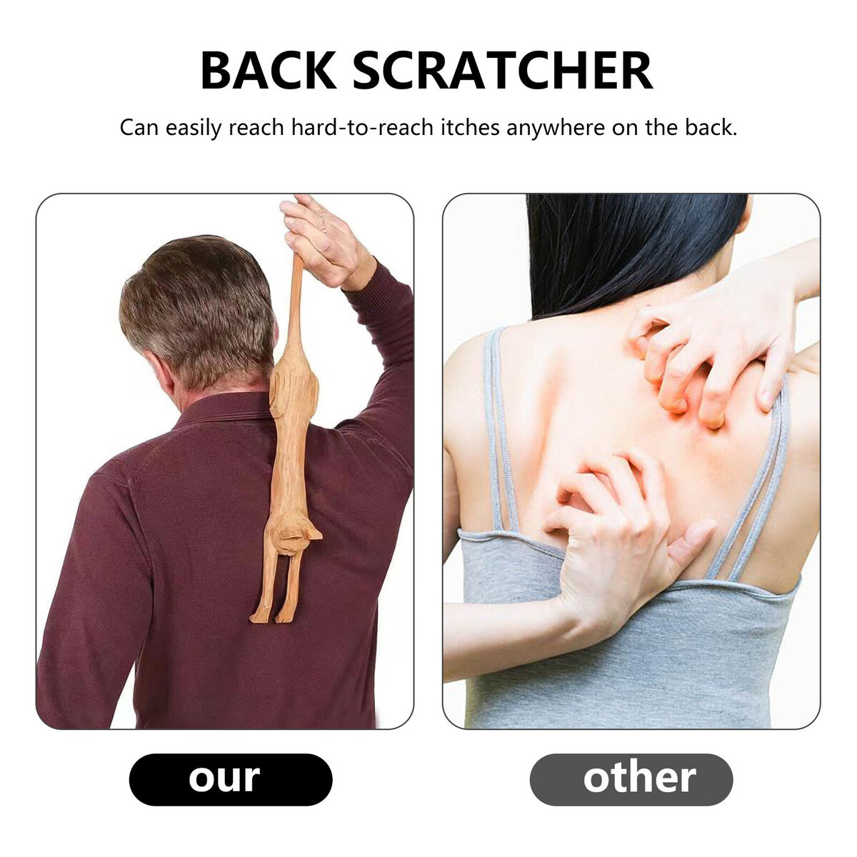 Back Scratcher Wood Cat Design Relieves Itching on Back Body Hand Backslap