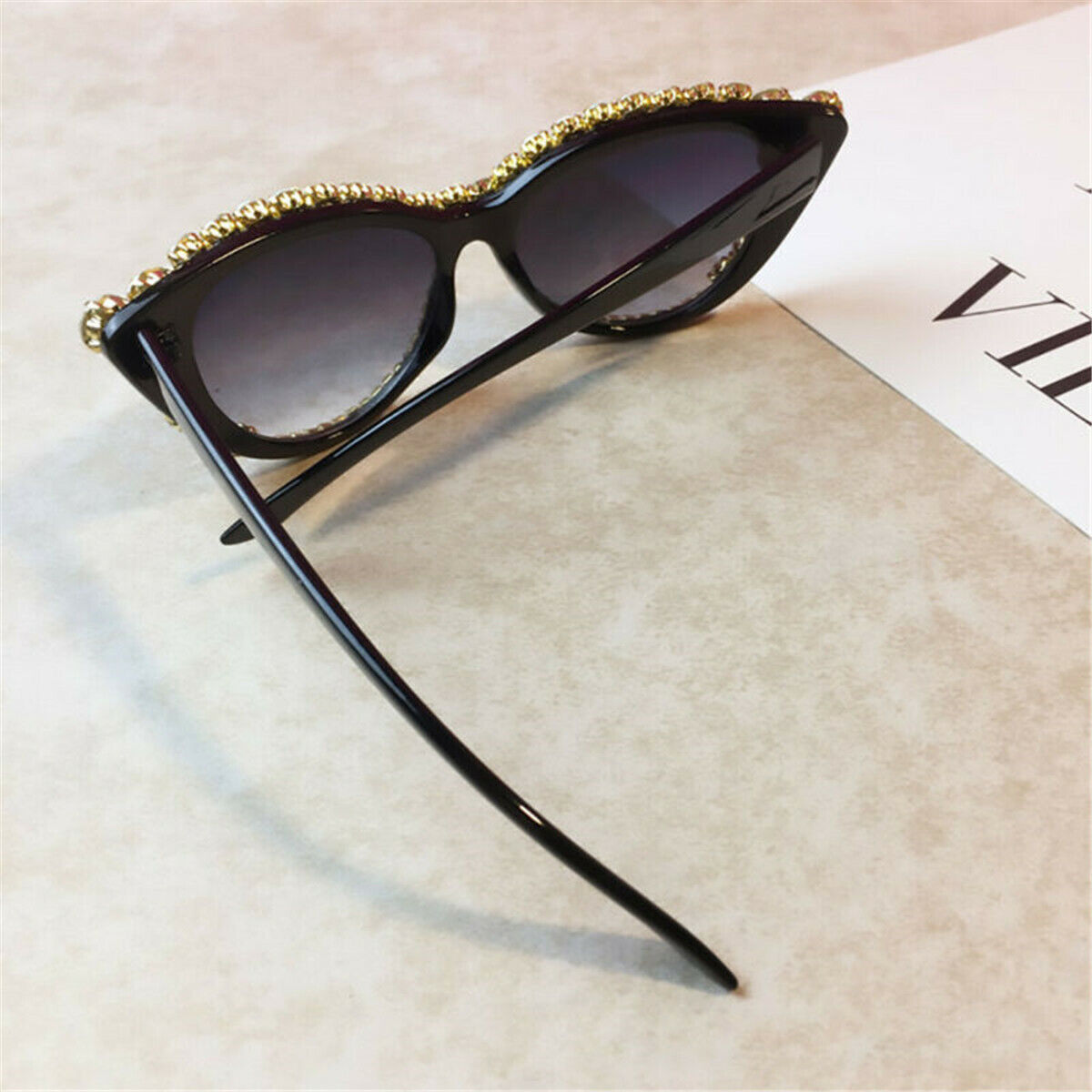 Oversized Cat Eye Bling Rhinestone Sunglasses Women Fashion  Shades Party Gift